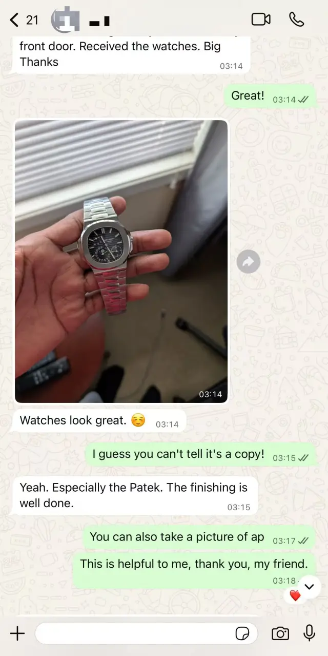 Customer feedback screenshot